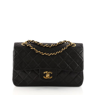 Chanel Vintage Classic Double Flap Bag Quilted Lambskin Small Black 3293001