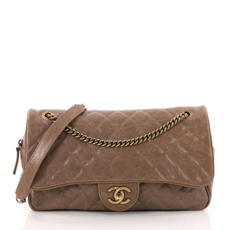 Chanel Easy Flap Bag Quilted Caviar Jumbo Brown 3293501