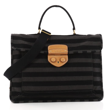 Prada Push Lock Flap Messenger Bag Canvas Large Black 3294005