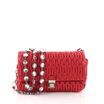 Miu Miu Crystal 2way Pouch Matelasse Leather Small Red 3294904
