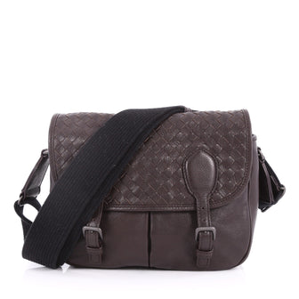 Bottega Veneta Gardena Messenger Bag Cervo Leather with Intrecciato Detail Small Brown 3296701