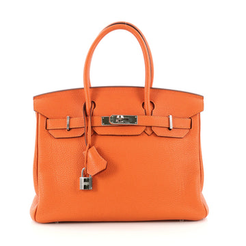 Birkin Handbag Orange H Togo with Palladium Hardware 30