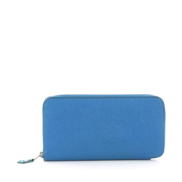 Hermes Azap Zip Around Wallet Silk'in Epsom Long Blue 3297802