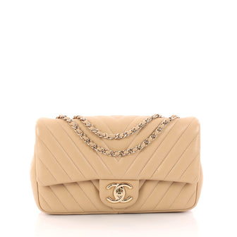 Chanel Classic Single Flap Bag Chevron Lambskin Mini Neutral 3298102