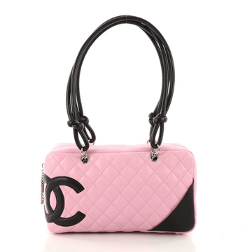 Chanel Cambon Bowler Bag Quilted Leather Medium Pink 3298601