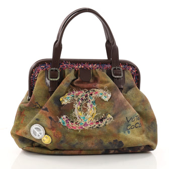Chanel On The Pavements Graffiti Bowling Bag Canvas Green 3299101