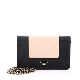 Chanel Mademoiselle Vintage Wallet on Chain Quilted Sheepskin Black 3299201