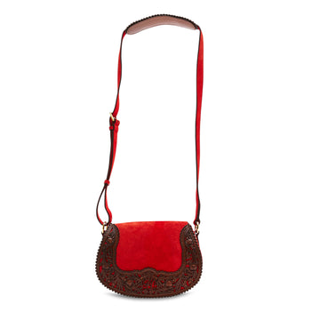 Tooled Saddle Handbag Suede