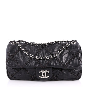 Chanel Ultra Stitch Flap Bag Quilted Calfskin Medium Black 3300001