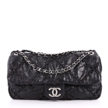 Chanel Ultra Stitch Flap Bag Quilted Calfskin Medium Black 3300001