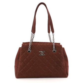 Chanel Lady Pearly Tote Quilted Iridescent Caviar Large Brown 3300501