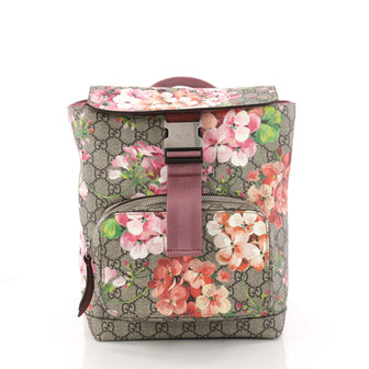 Gucci Buckle Backpack Blooms Print GG Coated Canvas Brown 3301101