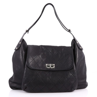 Chanel Mademoiselle Lock Flap Shoulder Bag Quilted Black 3301201