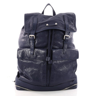 Balenciaga Expandable Traveller Buckle Backpack Leather Blue 3301203