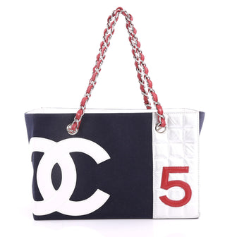 Chanel No. 5 Tote Canvas and Leather Small Blue 3301301