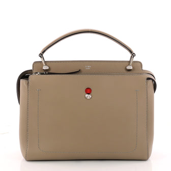 Fendi DotCom Convertible Satchel Leather Medium Gray 3301403