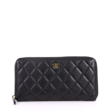 Chanel Zip Around Wallet Quilted Caviar Long Black 3302301