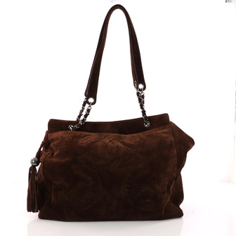 Chanel Triple CC Chain Shoulder Bag Suede Large Brown 3302402