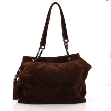 Chanel Triple CC Chain Shoulder Bag Suede Large Brown 3302402