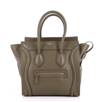 Celine Luggage Handbag Grainy Leather Micro Green 3302902
