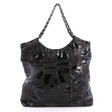 Chanel Brooklyn Tote Leather Patchwork Medium Black 3303103