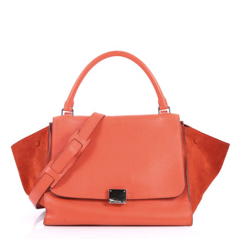 Celine Trapeze Handbag Leather Medium Orange 3303701