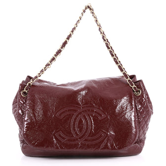 Chanel Rock and Chain Flap Bag Patent Vinyl Large Red 3304702