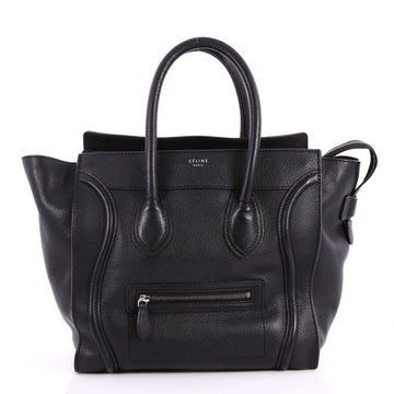 Celine Luggage Handbag Grainy Leather Mini Black 3304703