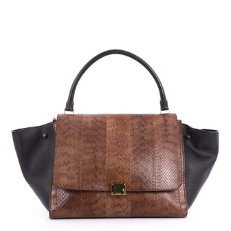 Celine Trapeze Handbag Python Large Brown 3304704