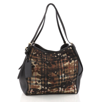 Burberry Canterbury Tote Camo Print Horseferry Check Brown 3305501