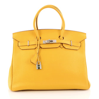  Hermes Birkin Handbag Yellow Clemence with Palladium Yellow 3307001