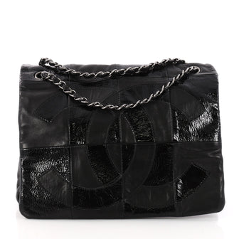 Chanel Brooklyn Flap Messenger Leather Patchwork Medium Black 3307202