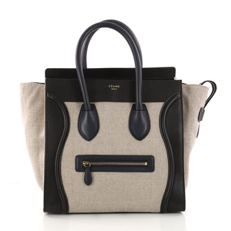 Celine Luggage Handbag Canvas and Leather Mini Gray 3307403