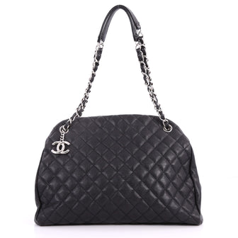 Chanel Just Mademoiselle Handbag Quilted Caviar Large Black 3308401