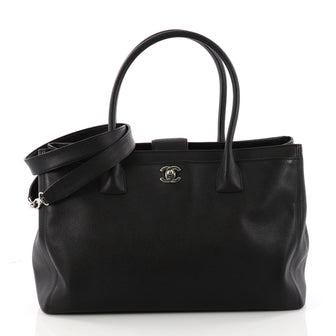 Chanel Cerf Executive Tote Leather Medium Black 3311601