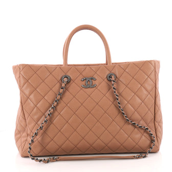 Chanel Coco Handle Shopping Tote Quilted Caviar Large Brown 3312903