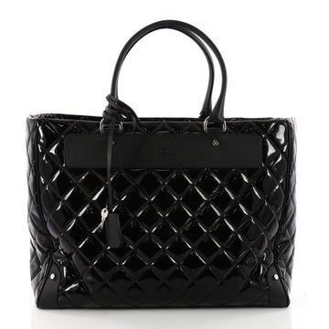 Chanel Zip Top Shopper Quilted Patent Large Black 3312907