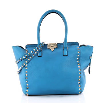 Valentino Rockstud Tote Rigid Leather Medium Blue 3313001