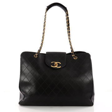 Chanel Vintage Supermodel Weekender Bag Quilted Leather Large Black 3314302