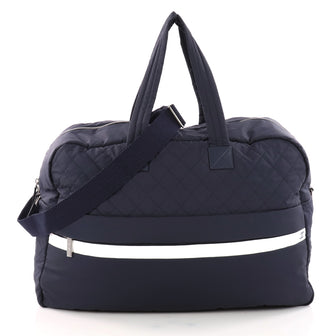 Chanel Sport Line Front Zip Duffle Bag Nylon Large Blue 3314603