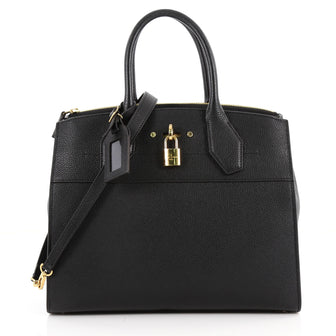 Louis Vuitton City Steamer Handbag Leather GM Black 3314902
