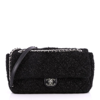 Buy Chanel CC Chain Flap Bag Quilted Knit Pluto Glitter Black 3315801