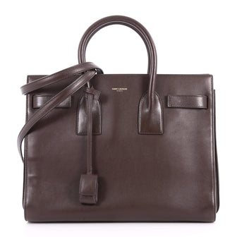 Saint Laurent Sac de Jour Handbag Leather Large Brown 3316001
