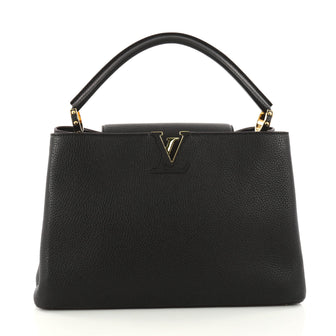 Louis Vuitton Capucines Handbag Leather MM Black 3319201