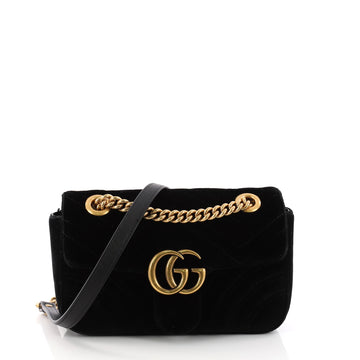 Gucci GG Marmont Flap Bag Matelasse Velvet Mini Black 3319901