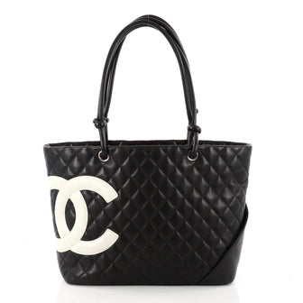 Chanel Cambon Tote Quilted Leather Large Black 3320103