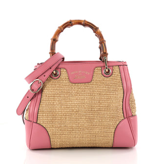 Gucci Bamboo Shopper Tote Straw Small Brown 3320502