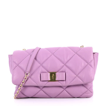 Salvatore Ferragamo Ginny Crossbody Bag Quilted Leather Medium Purple 3321401