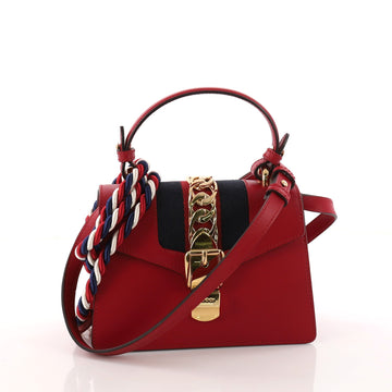 Gucci Sylvie Top Handle Bag Leather Mini Red 3323901