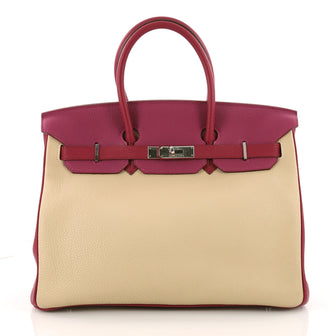 Hermes Birkin Handbag Tricolor Togo with Palladium Pink 3324001